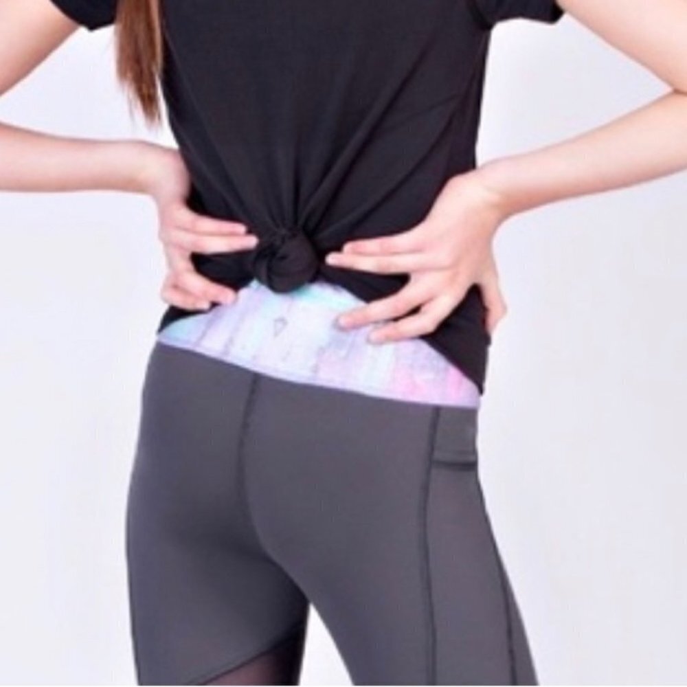 * Ivivva Grey and Contrast Band Pocket Leggings Size 14